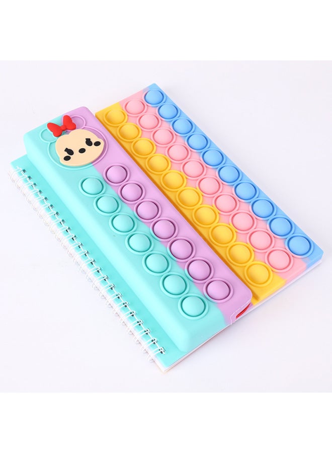 Multifunctional Pencil Case Notebook Stationery Case Suit Silicone Bubble Decompression A5 Loose-leaf Pencil Case Suit-Color:A5 Minnie (Macaroon)  - Image 1