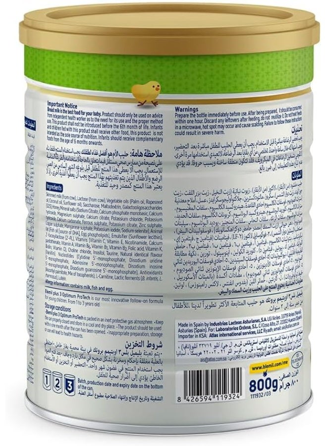 Blemil plus Blemil Plus 3 Optimum ProTech Most Advanced Nutritional Formula for Infant From 1-3 years - 800 g - Image 4