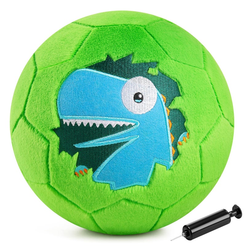ZOOJOY Soft Balls for Toddlers 13 Silent Indoor Soccer Ball Size 3 Plush Inflatable House Ball for Kids 35 Kickball Toys First Birthday Gifts for Baby Boys Girls Green Dinosaur Pump Include - Image 3