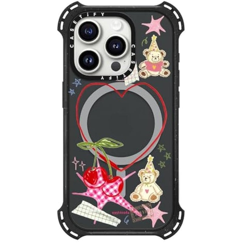 Casetify Bounce iPhone 15 Pro Case 【6X Military Grade Drop Tested / 21.3ft Drop Protection/Compatible with Magsafe】 - Party Teddy Bears - Triple Black - Image 3