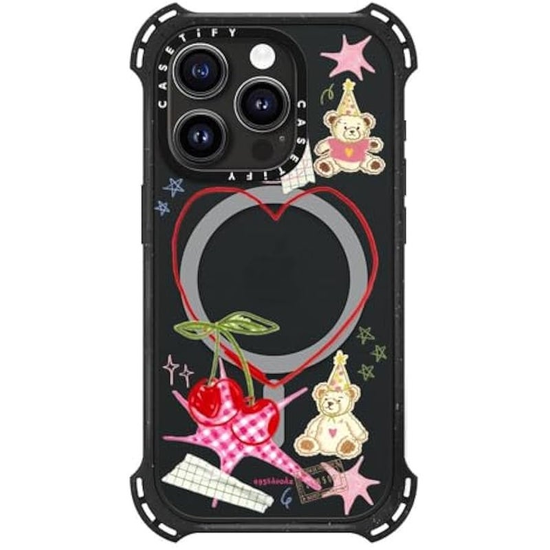 Casetify Bounce iPhone 15 Pro Case 【6X Military Grade Drop Tested / 21.3ft Drop Protection/Compatible with Magsafe】 - Party Teddy Bears - Triple Black - Image 4