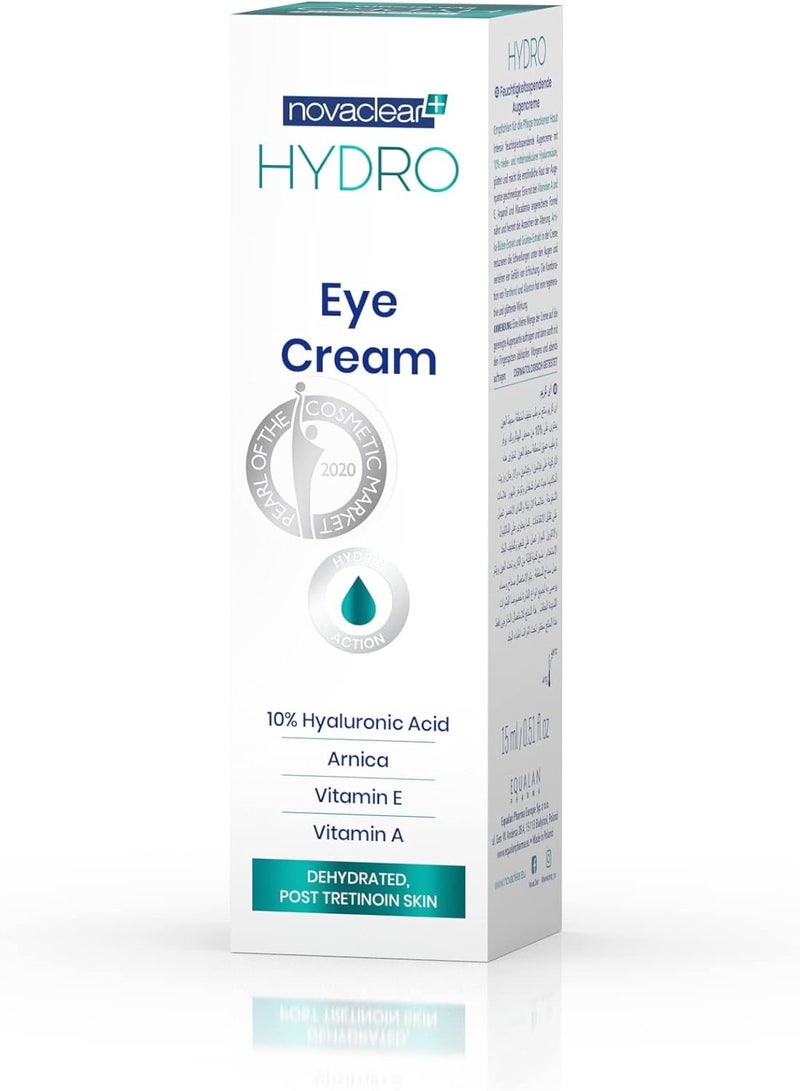 Novaclear Hydro Eye Cream 15ml – Hydro-Boost Firming Eye Cream with Hyaluronic Acid, Vitamins E & A, Arnica, Argan & Macadamia Oil - Image 2