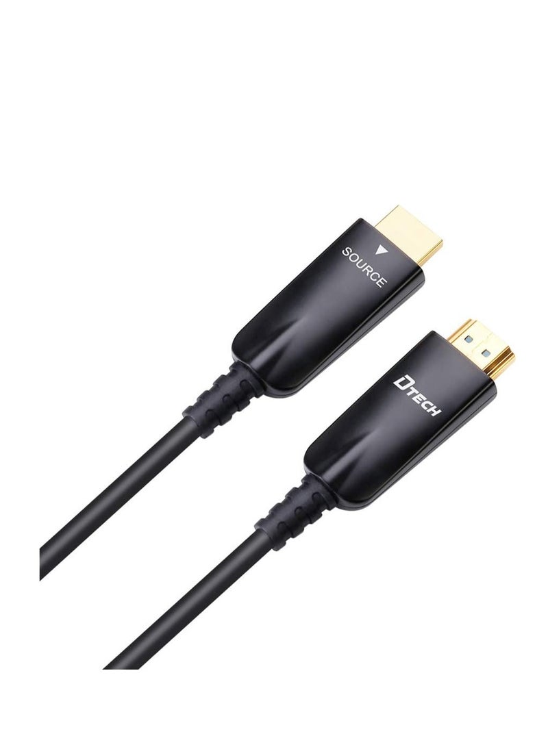 DTECH 10m Fiber Optic HDMI Cable (DT-HF7010), High Speed 10.2Gbps, Supports 4K@30Hz & 1080p@60Hz, Slim & Durable Design, Gold-Plated Connectors, Long Distance Transmission, Black - Image 2