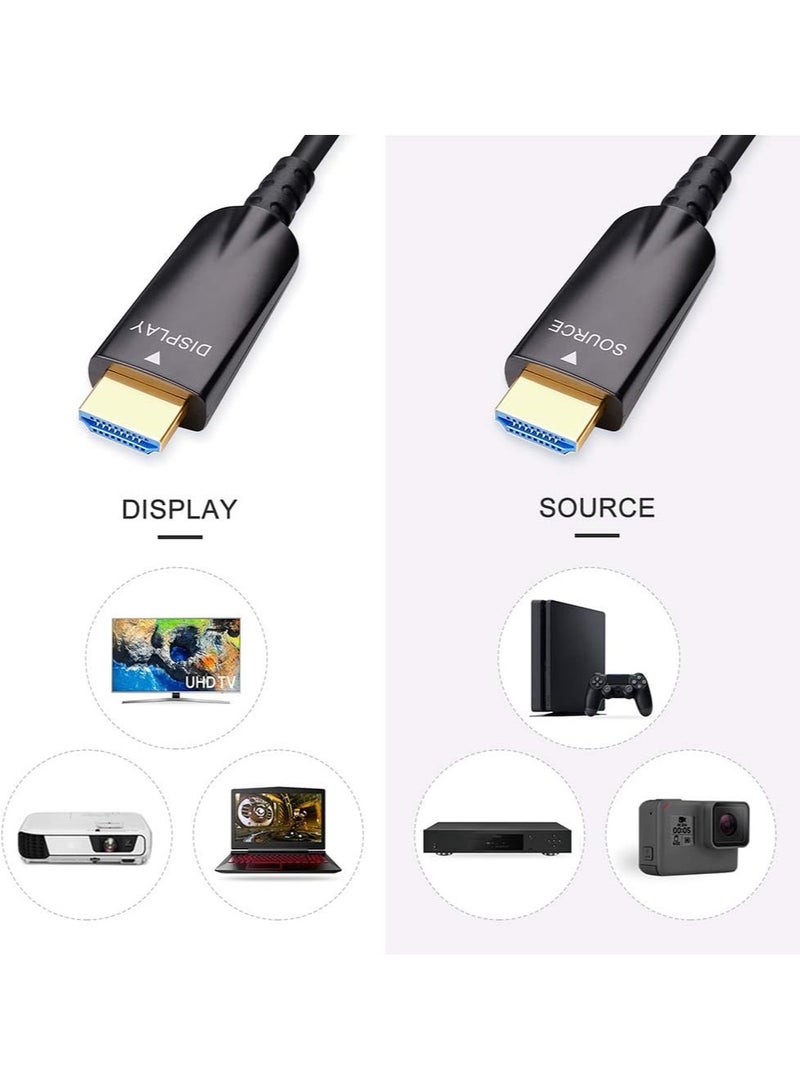 DTECH 10m Fiber Optic HDMI Cable (DT-HF7010), High Speed 10.2Gbps, Supports 4K@30Hz & 1080p@60Hz, Slim & Durable Design, Gold-Plated Connectors, Long Distance Transmission, Black - Image 4