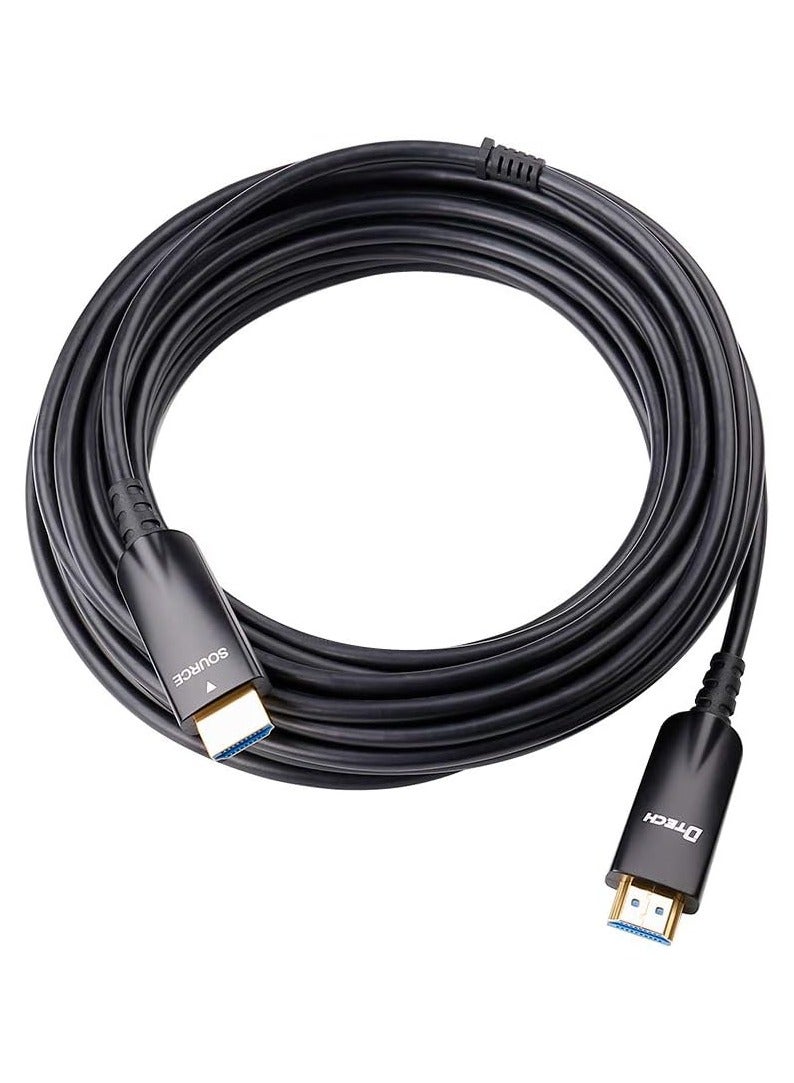 DTECH 10m Fiber Optic HDMI Cable (DT-HF7010), High Speed 10.2Gbps, Supports 4K@30Hz & 1080p@60Hz, Slim & Durable Design, Gold-Plated Connectors, Long Distance Transmission, Black - Image 5