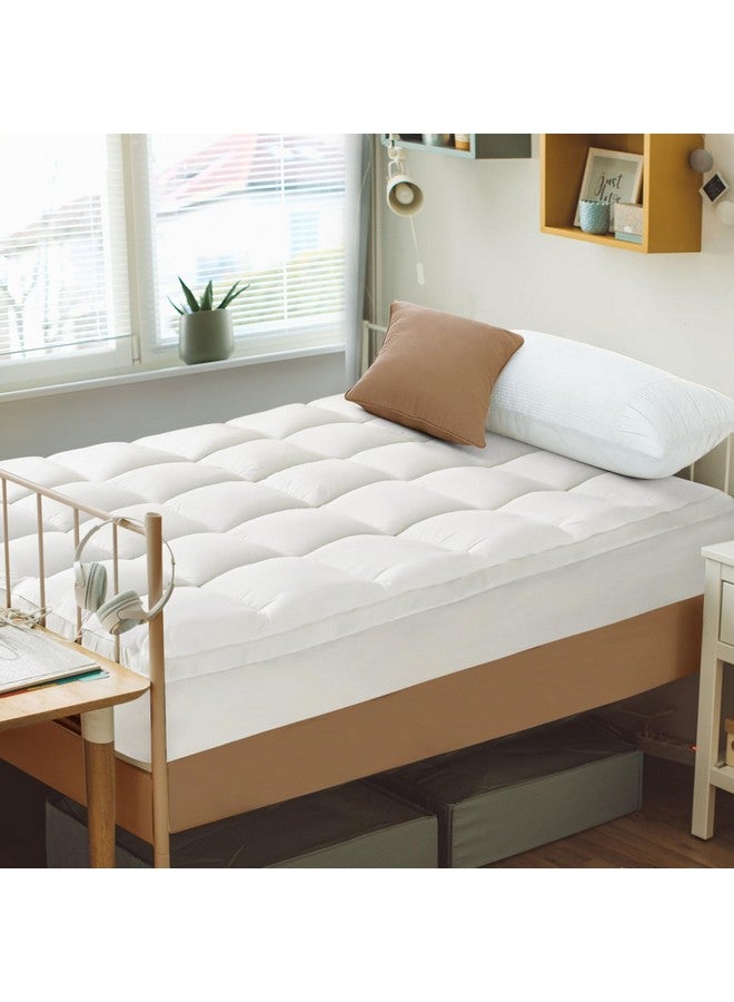 CYMULA CYMULA Twin XL Mattress Topper - Soft Cooling Mattress Pad for College Dorm Room Essentials - Extra Thick Long Protector Cover for Back Pain, Single Bed Topper Pillow Top with 8''-21'' Deep Pocket  - Image 1