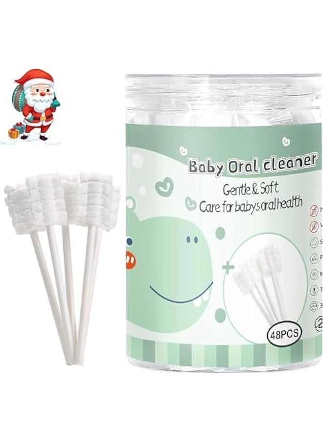 HOOKOR Baby Toothbrush, Newborn or Baby Tongue Cleaner, Disposable Baby Gum Cleaning Gauze, Oral Cleaning Care, Suitable for 0-36 Months Baby (48PCS, Pack of 1)  - Image 1