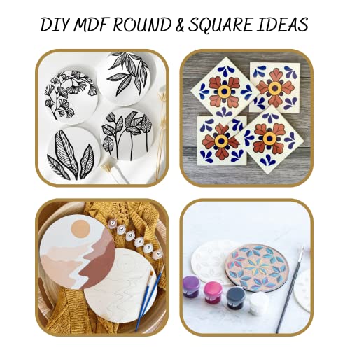 CRAFTER60 DIY MDF Blank Coasters for Art & Craft 4 inch Round & Square 30 Pieces Combo Pack Thickness 3.5MM (Combo- 4 inch Round & Square, 30) - Image 5