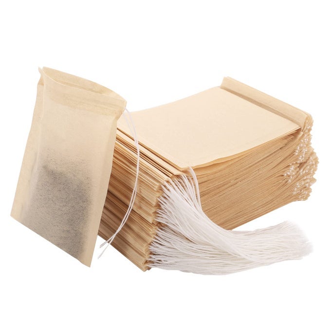 EMPTY TEA BAGS 300 PCS DISPOSABLE DRAWSTRING UNBLEACHED FILTER BAGS FOR LOOSE LEAF TEA AND COFFEE 354 X 275 INCH