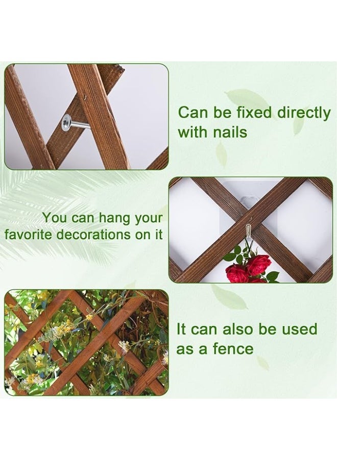 Vphom 2Pack Expandable Wooden Lattice Fence Panel 185 x 63 cm – Adjustable Garden Trellis for Climbing Plants, Outdoor Wood Privacy Screen, Wall Decor for Patio, Balcony & Garden - Image 3