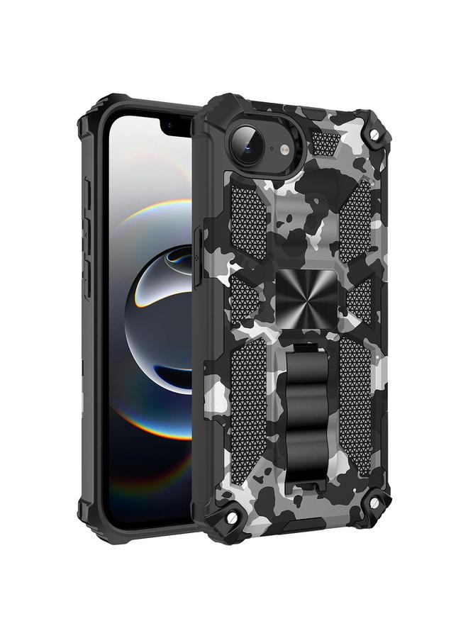 S-TOP Case For iPhone 16e Camouflage Armor Kickstand TPU Hybrid PC Magnetic Phone Case - Image 1