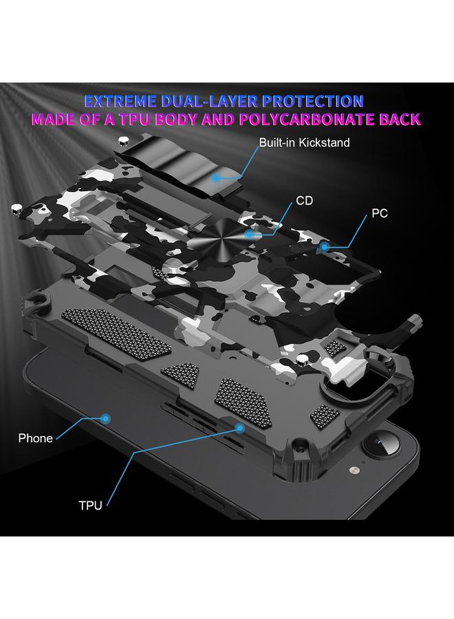 S-TOP Case For iPhone 16e Camouflage Armor Kickstand TPU Hybrid PC Magnetic Phone Case - Image 5