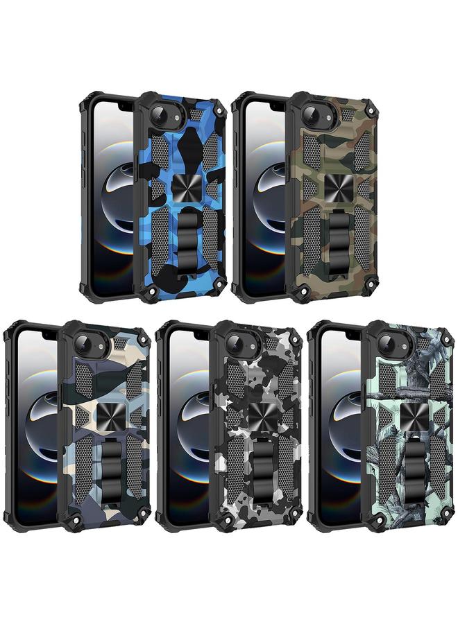S-TOP Case For iPhone 16e Camouflage Armor Kickstand TPU Hybrid PC Magnetic Phone Case - Image 2