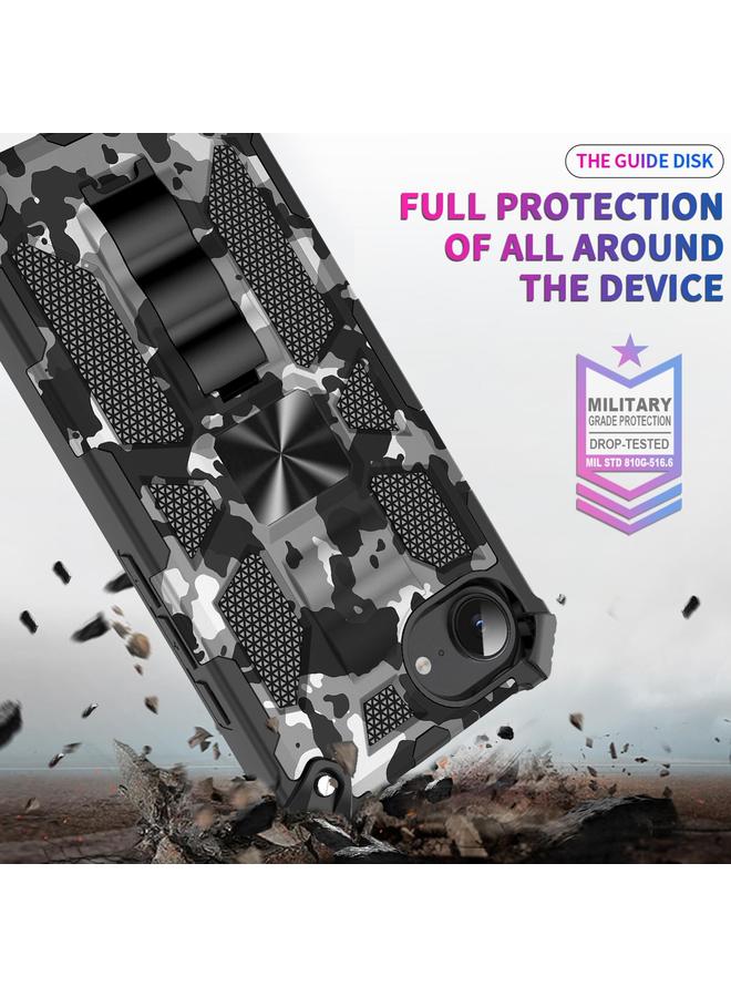 S-TOP Case For iPhone 16e Camouflage Armor Kickstand TPU Hybrid PC Magnetic Phone Case - Image 3