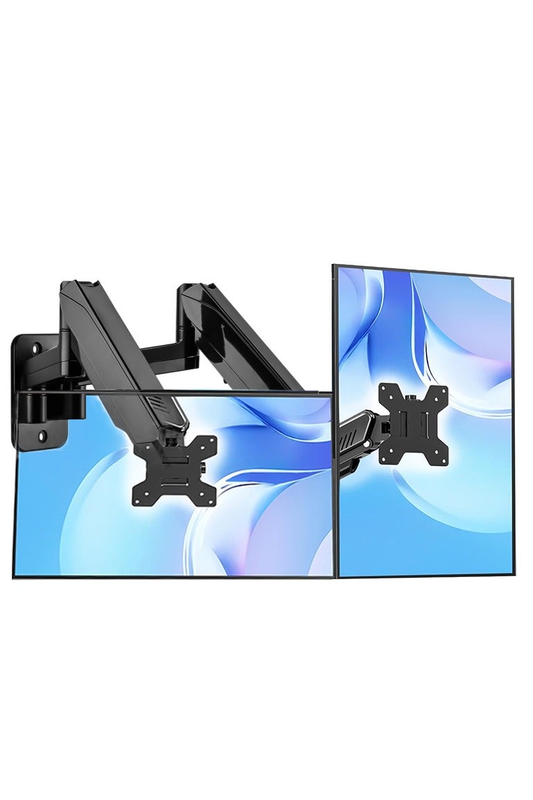 XICEN Dual Monitor Swivel TV Wall Mount, Full Motion Computer Monitor Arm for Two Screens 17-27 Inch with 4.4~17.6lbs Load Capacity for Each Display  - Image 1