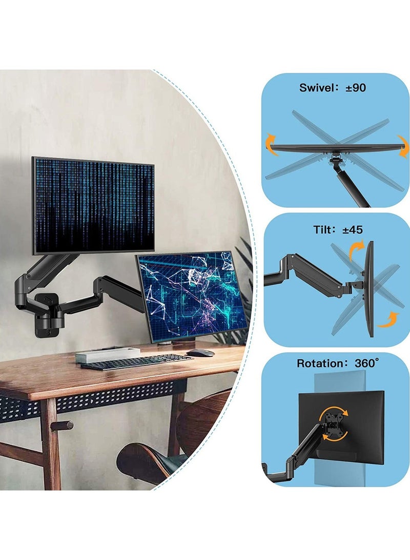 اكسيسن حامل حائطي مزدوج للشاشة، أذرع قابلة للتعديل لشاشتين مقاس 17-32 بوصة، لشاشتين، يتحمل وزنًا يصل إلى 18 رطلاً، حامل شاشات كمبيوتر للمنزل والمكتب - Image 5