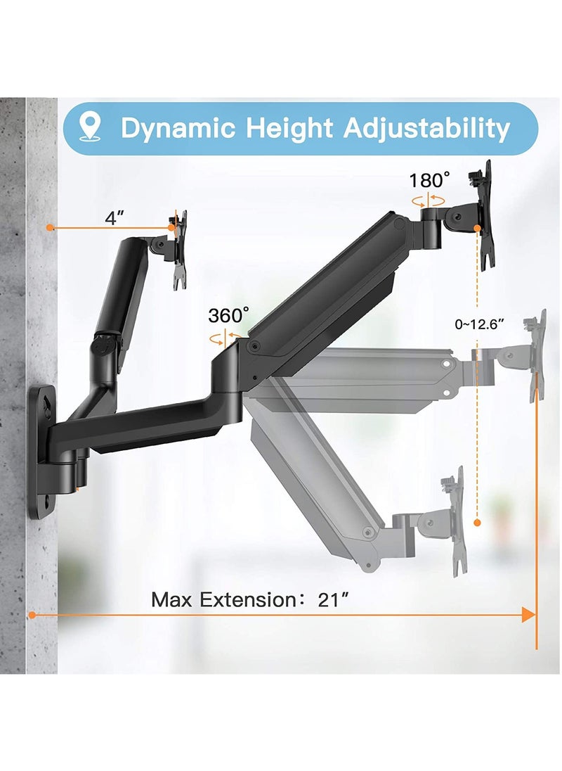 XICEN - Dual Monitor Swivel TV Wall Mount, Full Motion Computer Monitor Arm for Two Screens 17-27 Inch with 4.4~17.6lbs Load Capacity for Each Display - Image 1