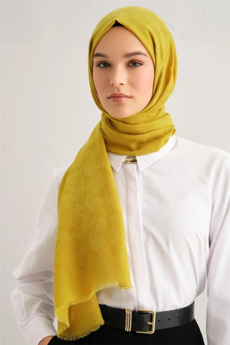 ARMINE Tencel Wool Monogram Pattern Shawl 23