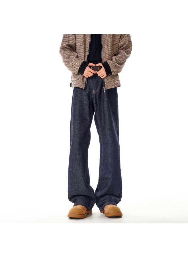 Dingfengbaoluo American Vintage Original Cowhide Jeans Men Autumn New Trendy Loose Casual Pants Dlk88 Blue 2XL - Image 1