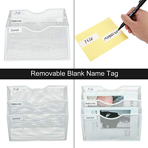 PAG Hanging Wall File Holder Mail Organizer Wall Mount Document Letter Rack, 3-Tier, White - Image 4