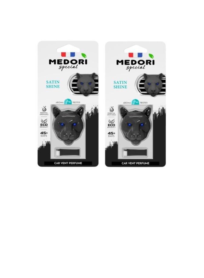 MEDORI Ceramic Car Air Freshener For Vent 3D Panther Head Satin Shine Fragrance With luxurious enchanting Aroma and Fragrance is made in France Pack of 2 - Image 1
