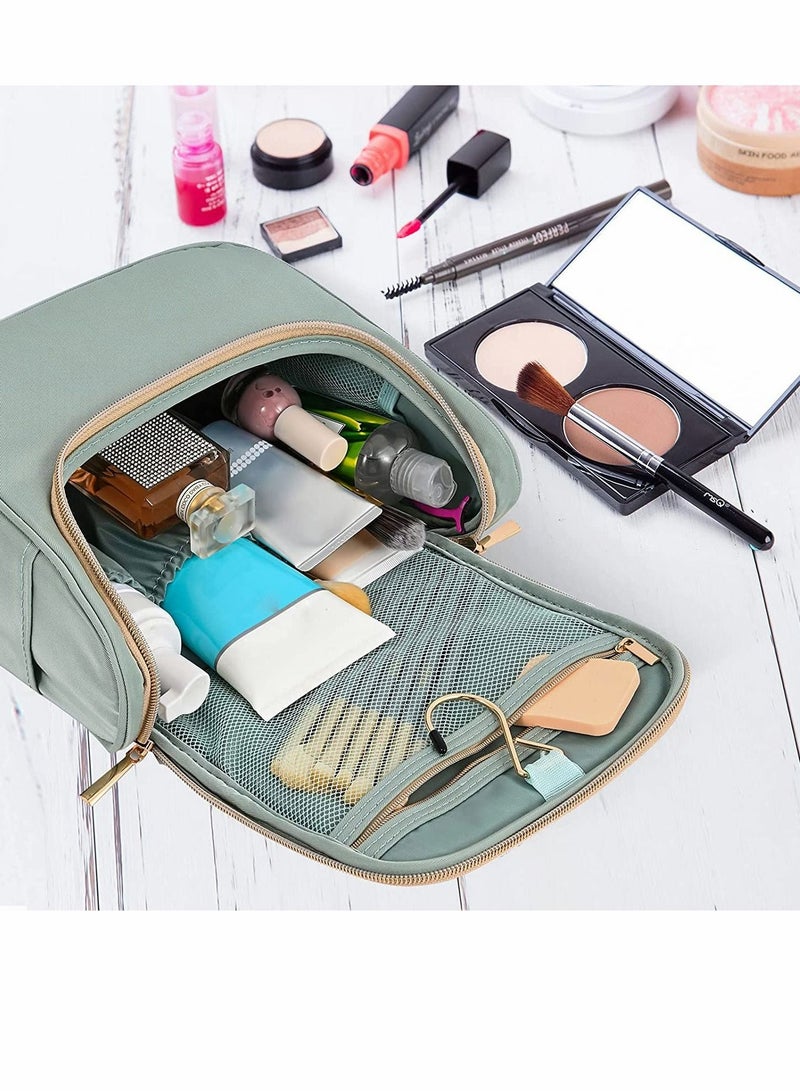 SYOSI Large Capacity Makeup Bag Travel Cosmetic with Handle Double Zipper Organizer Portable Waterproof Pouch Storage Toiletry for Women Girls Ladies  - Image 3