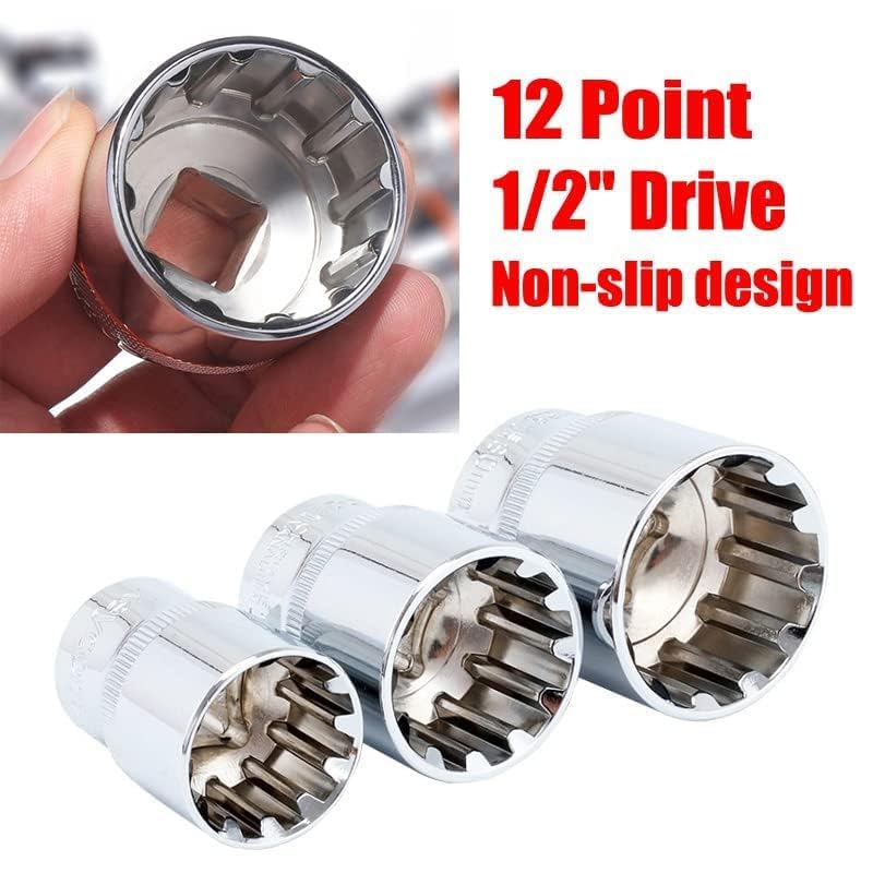 Qnkaa Spline Socket Set 1/2" Drive Universal Metric 8-32mm 12-point Cr-V Socket Set 19pcs - Image 5