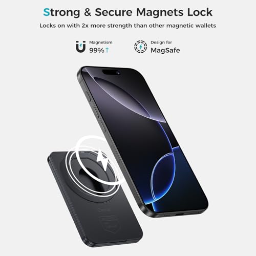 Benks محفظة BENKS لمغناطيس MagSafe مع حامل، محفظة ArmorGo المغناطيسية للرجال، حافظة بطاقات بسيطة تناسب 3 بطاقات لهواتف iPhone 16/15/14/13/12، حماية RFID، مصنوعة من الكيفلار (أورورا) - Image 2