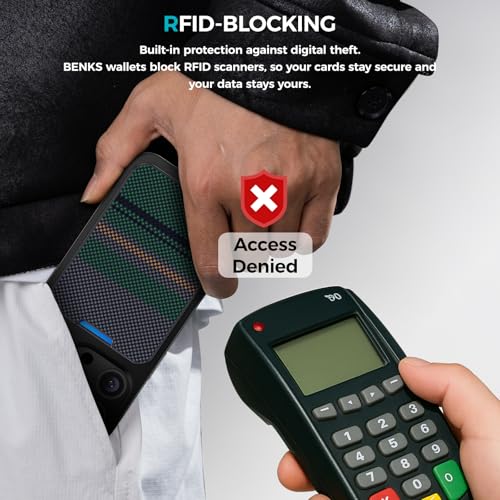Benks محفظة BENKS لمغناطيس MagSafe مع حامل، محفظة ArmorGo المغناطيسية للرجال، حافظة بطاقات بسيطة تناسب 3 بطاقات لهواتف iPhone 16/15/14/13/12، حماية RFID، مصنوعة من الكيفلار (أورورا) - Image 5