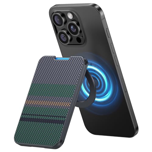 Benks محفظة BENKS لمغناطيس MagSafe مع حامل، محفظة ArmorGo المغناطيسية للرجال، حافظة بطاقات بسيطة تناسب 3 بطاقات لهواتف iPhone 16/15/14/13/12، حماية RFID، مصنوعة من الكيفلار (أورورا) - Image 1