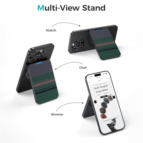 Benks محفظة BENKS لمغناطيس MagSafe مع حامل، محفظة ArmorGo المغناطيسية للرجال، حافظة بطاقات بسيطة تناسب 3 بطاقات لهواتف iPhone 16/15/14/13/12، حماية RFID، مصنوعة من الكيفلار (أورورا) - Image 3