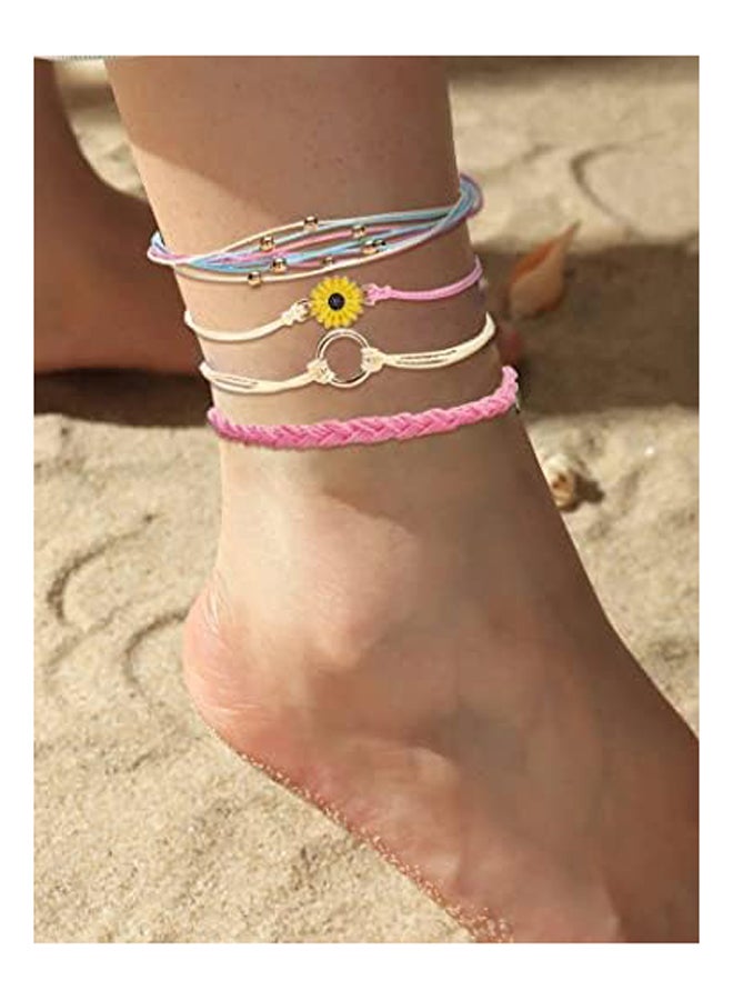 Long tiantian Wave Bracelets for Teen  Cute Boho Braided String Beach Ocean Bracelet  Summer Jewelry Gift (M), alloy, sunflower - Image 3