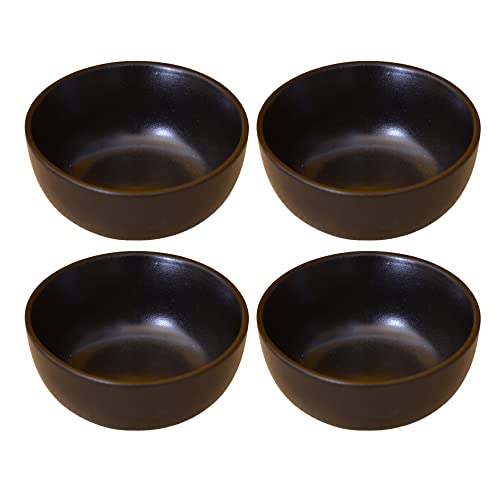 KunhaR Ceramic Matt Finish Dessert Bowl - 200 Ml, 4 Pieces, Black - Image 1