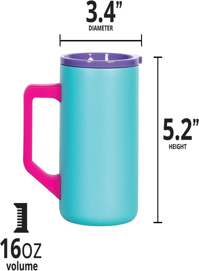 Elemental Insulated Coffee Mug - Triple-Wall Stainless Steel Summit Travel Cup for Hot and Cold Drinks - Thermal Coffee Mug with Lid and Handle for Camping, Office & Trave 16oz - Blue Tie Dye - Image 2