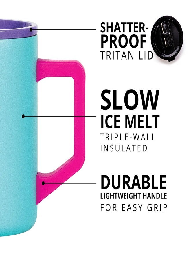 Elemental Insulated Coffee Mug - Triple-Wall Stainless Steel Summit Travel Cup for Hot and Cold Drinks - Thermal Coffee Mug with Lid and Handle for Camping, Office & Trave 16oz - Blue Tie Dye - Image 4
