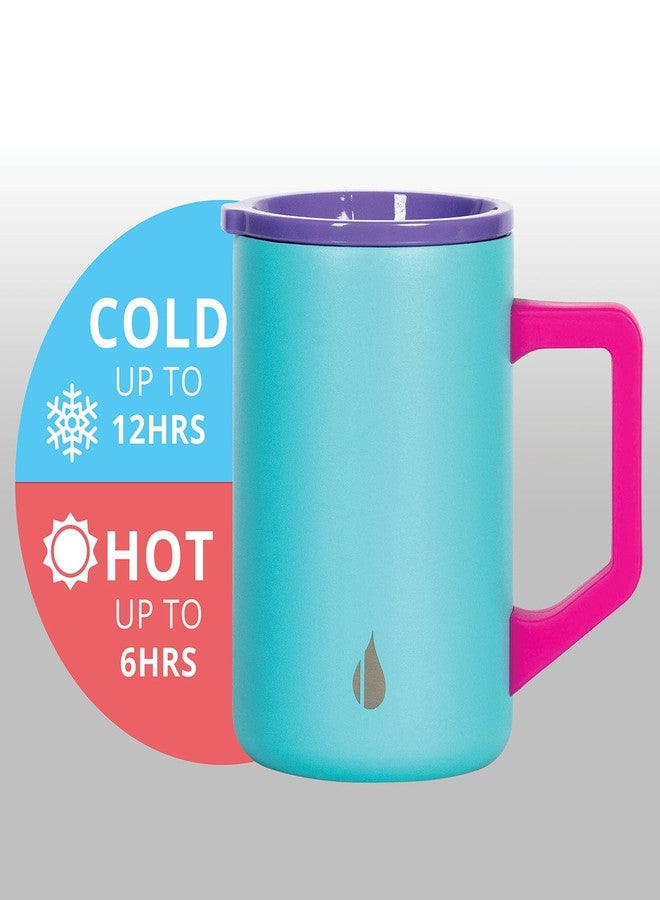 Elemental Insulated Coffee Mug - Triple-Wall Stainless Steel Summit Travel Cup for Hot and Cold Drinks - Thermal Coffee Mug with Lid and Handle for Camping, Office & Trave 16oz - Blue Tie Dye - Image 3