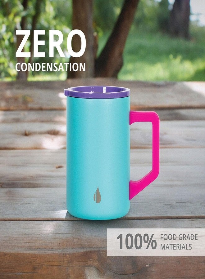 Elemental Insulated Coffee Mug - Triple-Wall Stainless Steel Summit Travel Cup for Hot and Cold Drinks - Thermal Coffee Mug with Lid and Handle for Camping, Office & Trave 16oz - Blue Tie Dye - Image 5
