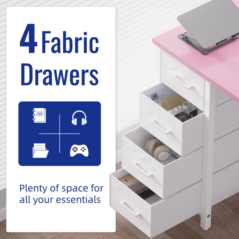 Pamray 32 Inch Computer Desk with 4 Drawers Small Office Desk for Home Bedroom Study Writing Simple Modern Computer Table White - Image 4