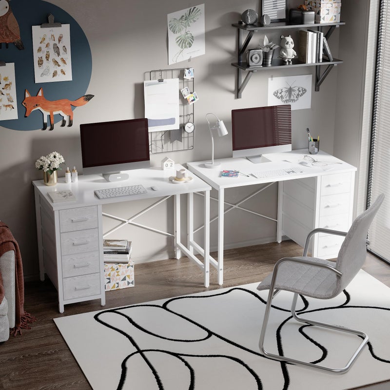 Pamray 32 Inch Computer Desk with 4 Drawers Small Office Desk for Home Bedroom Study Writing Simple Modern Computer Table White - Image 3