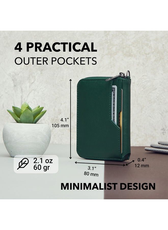 Vaultskin Notting Hill zip wallet with RFID protection (Alpine Green) - Image 4