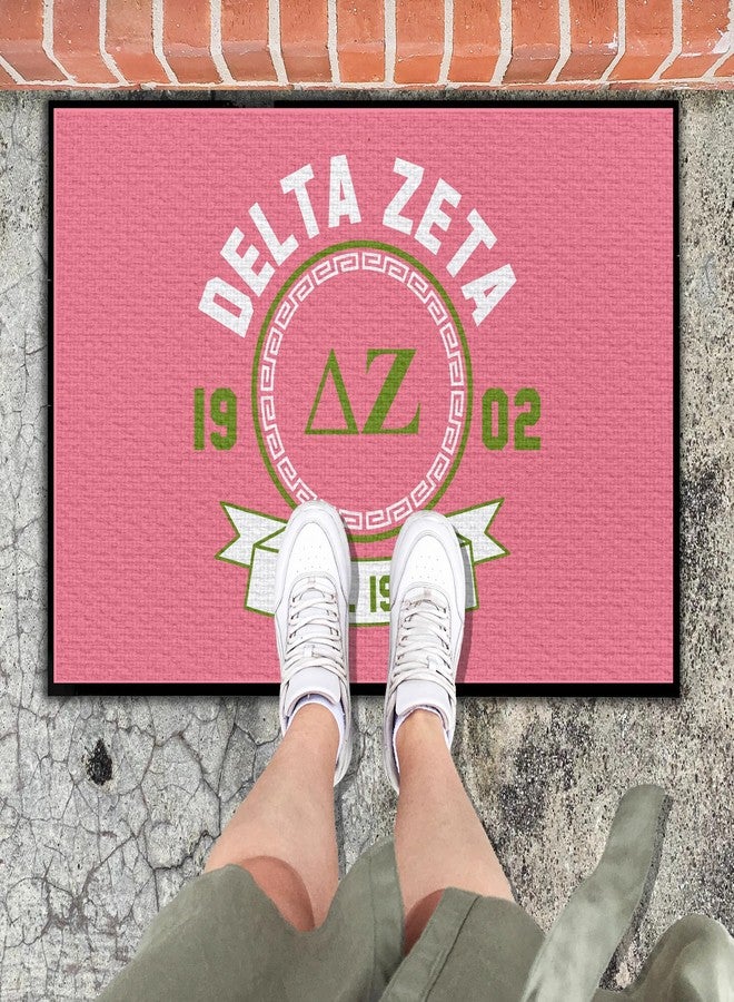 VictoryStore Delta Zeta Doormat, Tufted Loop Top, 24x36 inches, Durgan Backing, Officially Licensed Sorority Doormats (1902 Pink) - Image 2
