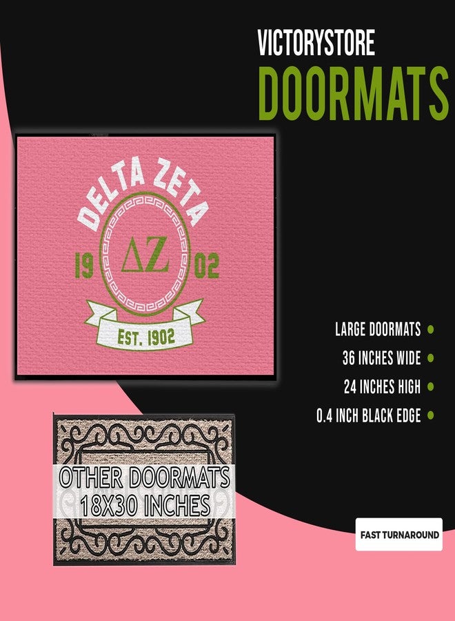 VictoryStore Delta Zeta Doormat, Tufted Loop Top, 24x36 inches, Durgan Backing, Officially Licensed Sorority Doormats (1902 Pink) - Image 3