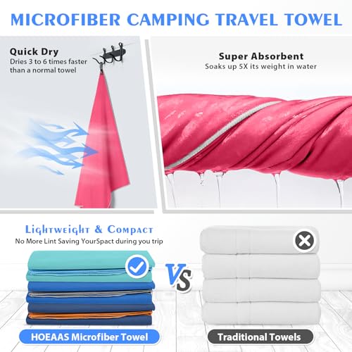 HOEAAS Microfiber Travel Camping Towels, Quick Dry Towel Super Absorbent Compact Soft Lightweight Fast Drying Sports Towel for Sweat for Pool,Gym,Hiking,Backpacking(XXL:72''x32''+24''x12'') - Image 4