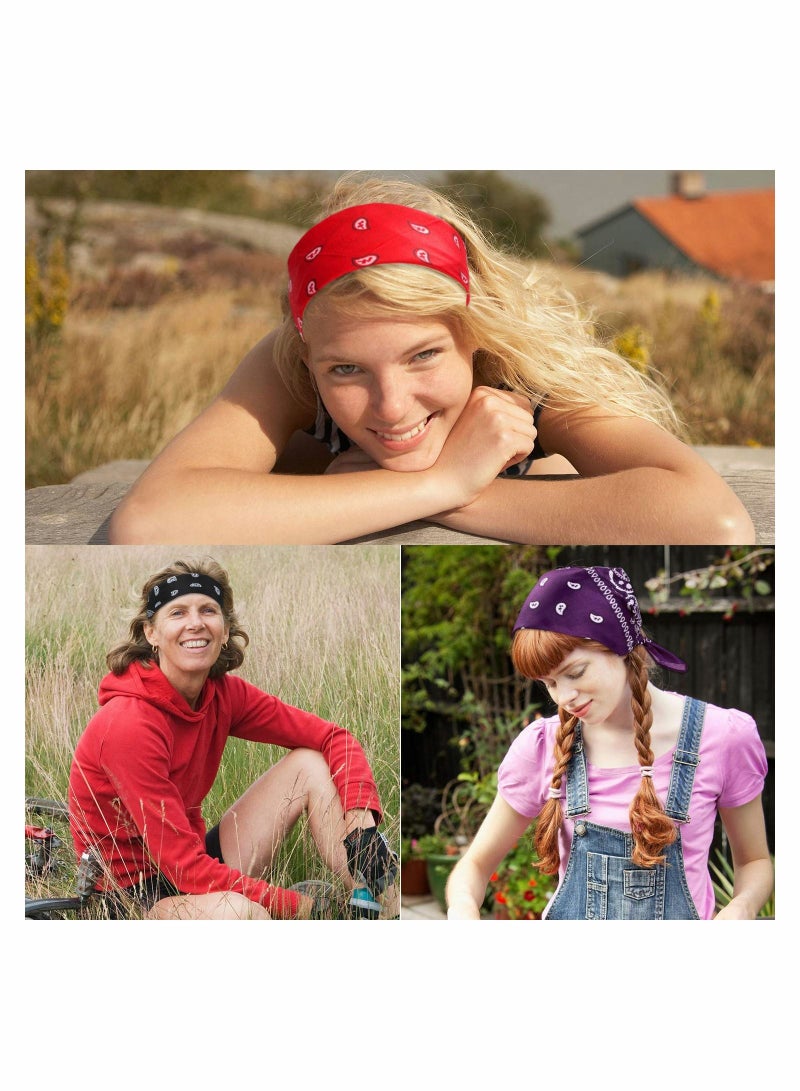 Excefore Paisley Print Bandanas Multi-Purpose Assorted Cowboy Bandanas Unisex Head Wrap Scarf Wristband for Adults and Kids 22x22 inch(10Pcs) - Image 2