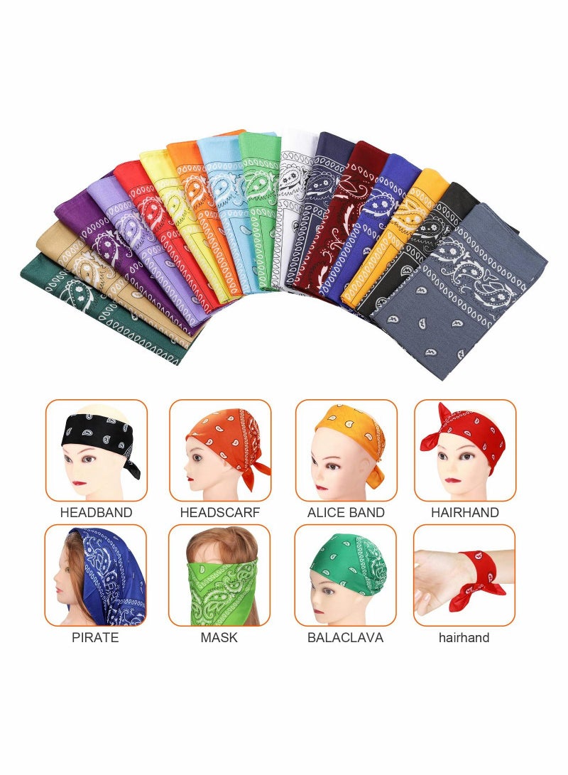 Excefore Paisley Print Bandanas Multi-Purpose Assorted Cowboy Bandanas Unisex Head Wrap Scarf Wristband for Adults and Kids 22x22 inch(10Pcs) - Image 4