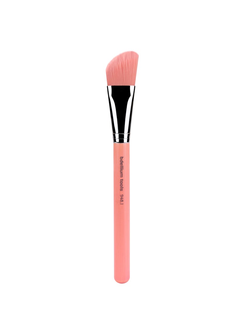 Bdellium Tools Bdellium Tools Professional Makeup Brush - Pink Bambu Series 948.1 Slanted Foundation - With Soft Synthetic Fibers, For Foundation (Pink, 1pc) 