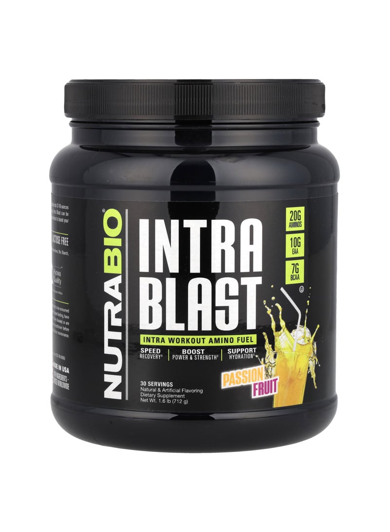 NutraBio Intra Blast, Intra Workout Amino Fuel, Passion Fruit, 1.6 lb (712 g)