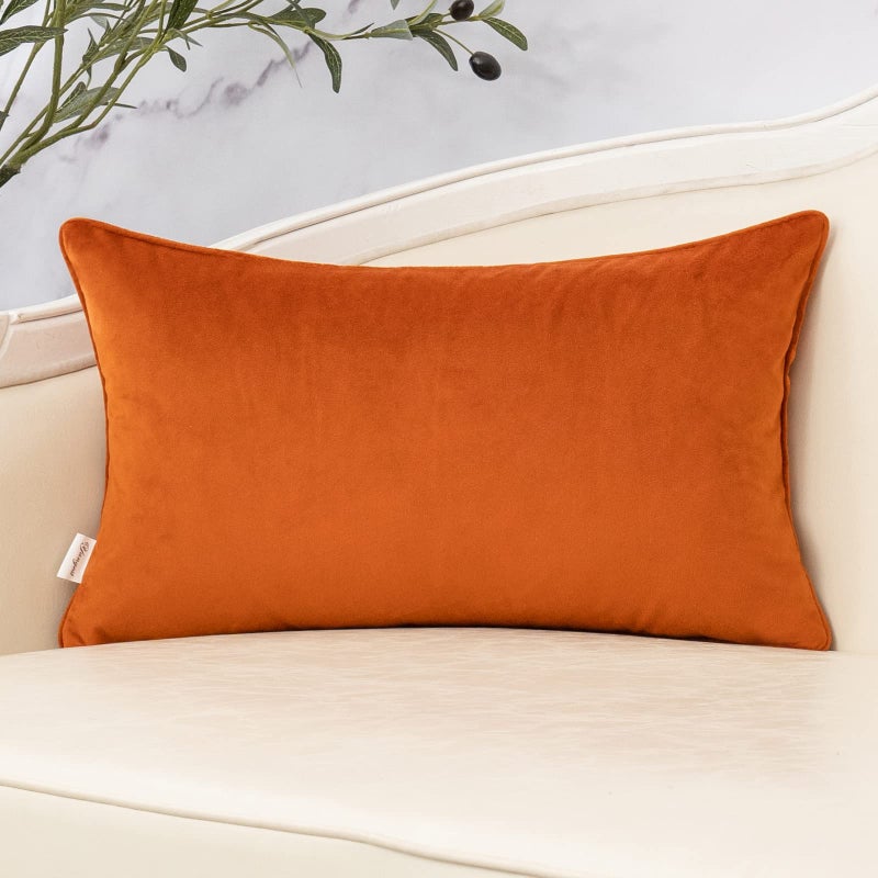 Yangest Orange Throw Pillow Cover Velvet Cushion Cover Branches Rectangular Pillowcase for Sofa Couch Bedroom Living Room, 12x20 Inch - Image 2