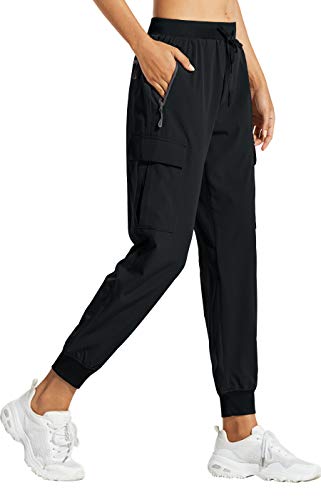 Libin Women's Cargo Joggers Lightweight Quick Dry Hiking Pants Athletic Lounge Casual Travel, Black S - Image 1