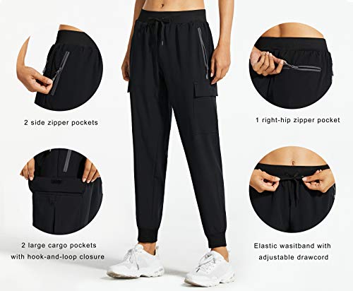 Libin Women's Cargo Joggers Lightweight Quick Dry Hiking Pants Athletic Lounge Casual Travel, Black S - Image 2
